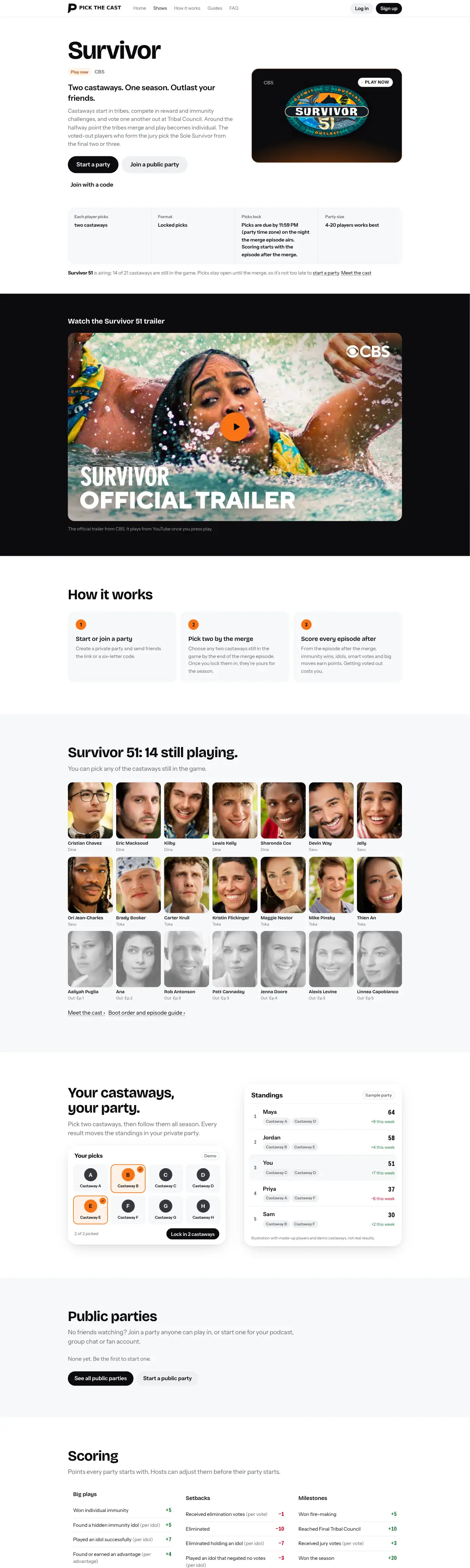 Pick the Cast — Show page page