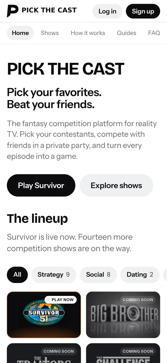 Pick the Cast — Home on a phone