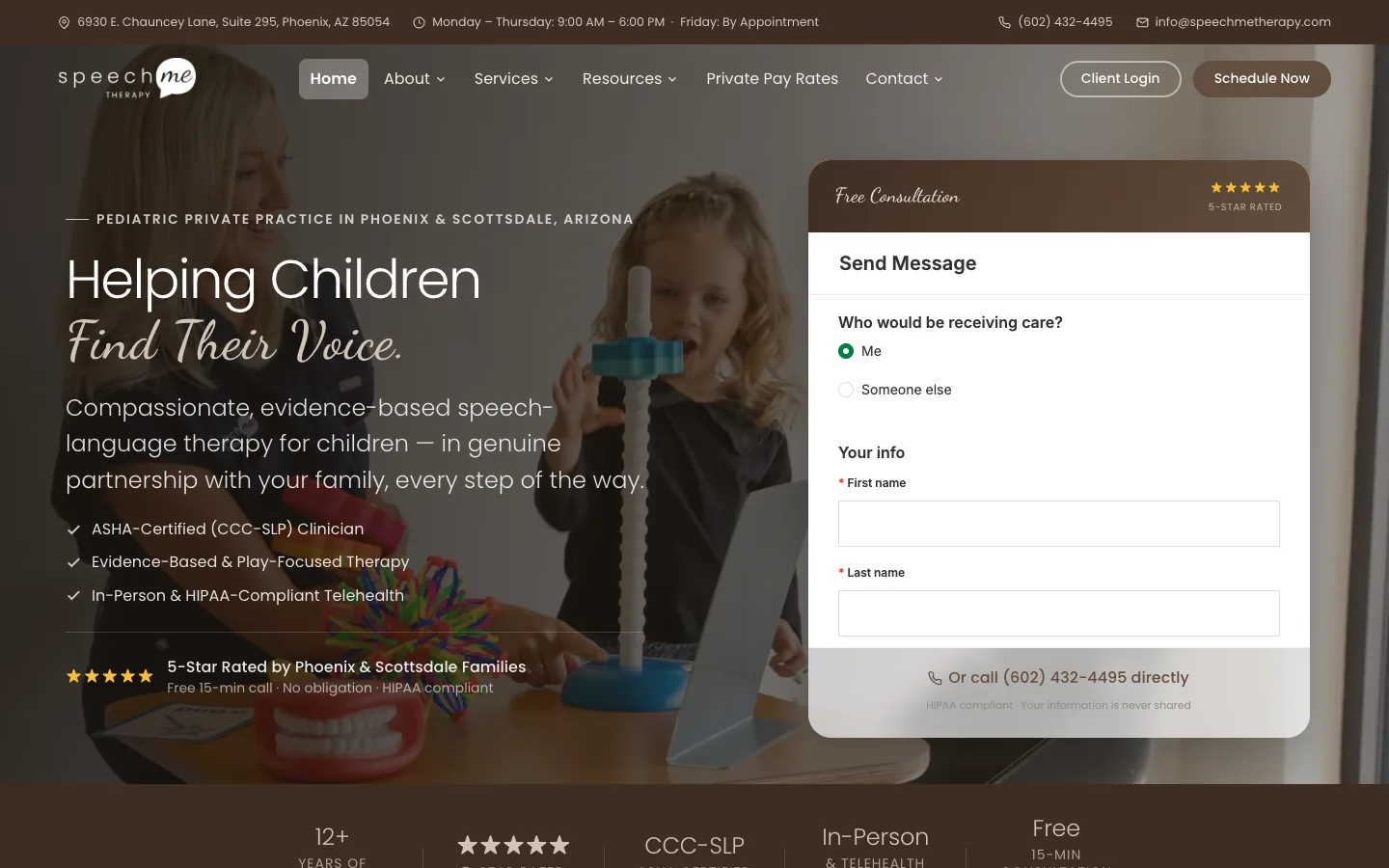 Speech Me Therapy website — desktop view